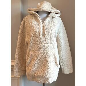 Cabin Fever by Ramatex Sherpa Pullover Hoodie Size Small 1/4 Zip Kanga Pocket